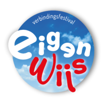 Logo tekst wit rood donkerblauwlucht onder slagschaduw lucht